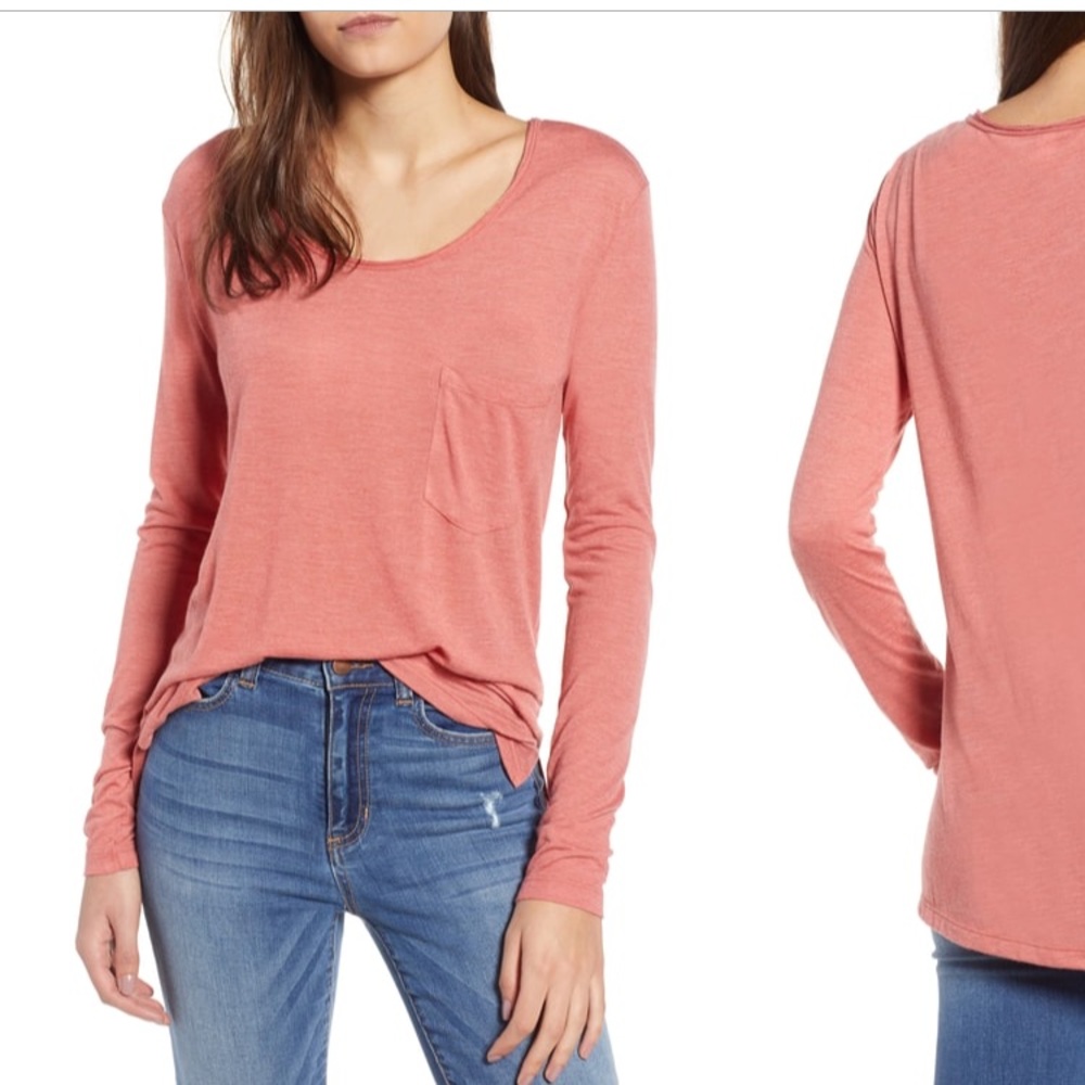 Bp Nordstrom NWT raw edge scoop neck tee